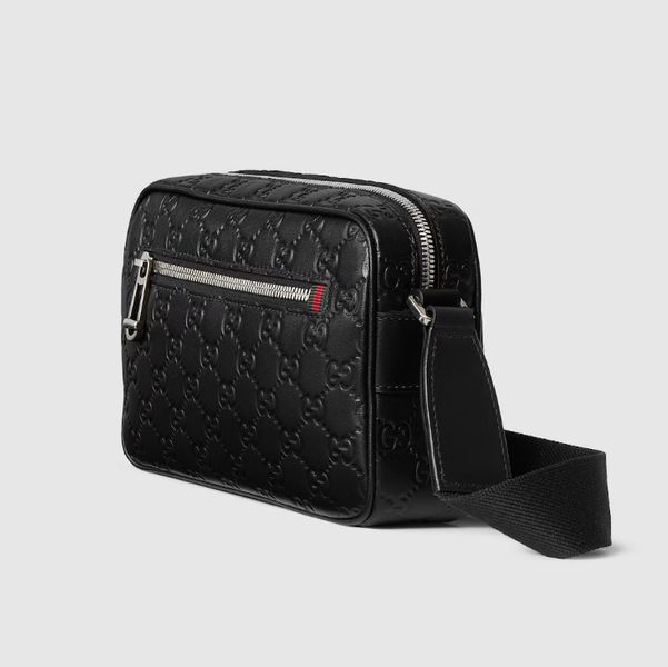 Сумка чоловіча через плече Gucci GG Emblem small, чорна b020212 фото