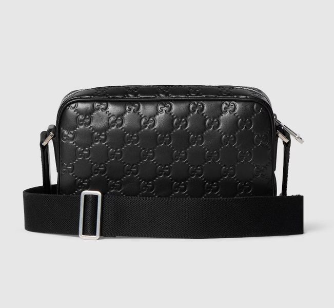 Сумка чоловіча через плече Gucci GG Emblem small, чорна b020212 фото
