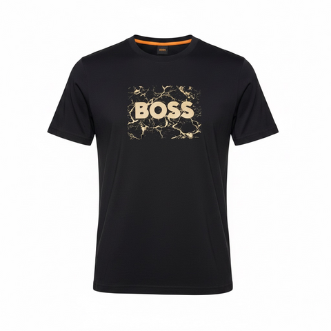 Чоловіча футболка BOSS Regular Fit Gold Marble Logo T-Shirt чорна розмір М (HB12004.1M) HB12004.1M фото