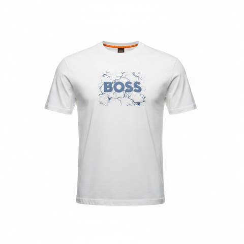 Чоловіча футболка BOSS Regular Fit Blue Marble Logo T-Shirt біла розмір М (HB12004.4M) HB12004.4M фото