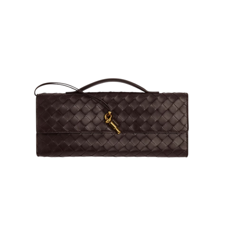 Клатч Bottega Veneta Andiamo Intrecciato з ручкою, колір Fondant (темно-коричневий) b020226 фото