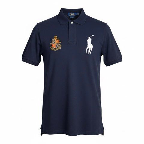 Чоловіча футболка-поло Ralph Lauren Custom Slim Fit Crest Logo Big Pony Polo Shirt темно-синя (RL13005.1M) RL13005.1M фото