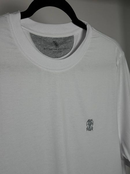 Чоловіча футболка Brunello Cucinelli Logo-Print Cotton-Jersey T-Shirt біла (BC12001.2L) BC12001.2L фото