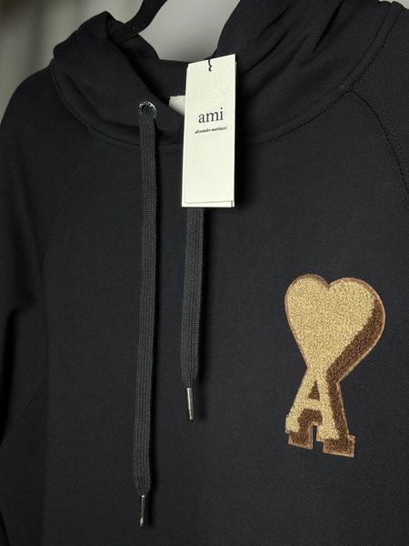 Чоловіче худі AMI Paris Black Ami De Coeur Hoodie чорне (AP05001.3XL) AP05001.3XL фото