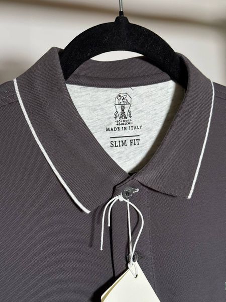 Чоловіча футболка-поло Brunello Cucinelli Logo-Print Cotton Polo Shirt сіра (BC13002.2L) BC13002.2L фото