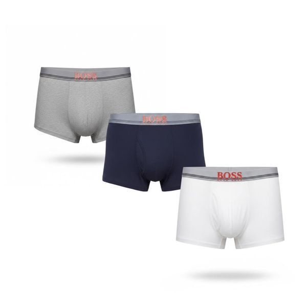 Набір чоловічих боксерів BOSS Cotton Stretch Boxer Briefs 3-Pack білий/сірий/синій розмір L (HB21001.1L) HB21001.1L фото