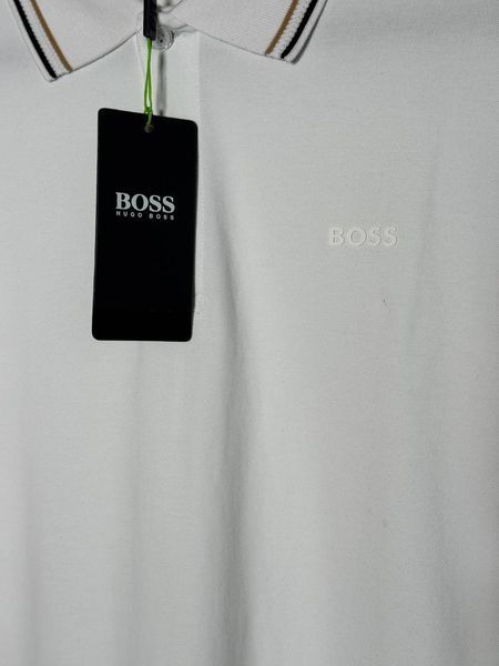 Чоловіча футболка поло BOSS Classic Tipped Polo shirt біла розмір М (HB13005.1M) HB13005.1M фото