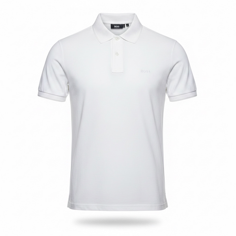 Чоловіча футболка поло BOSS Logo-Embroidered Cotton Polo Shirt біла розмір М (HB13001.4M) HB13001.4M фото