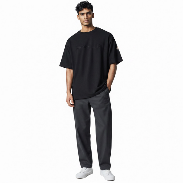 Чоловіча футболка MONCLER Embroidered Tonal Logo Cotton T-Shirt чорна (MC12001.3XL) MC12001.3XL фото