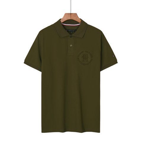 Чоловіча футболка поло Tommy Hilfiger Interlock Knit Embossed Polo Shirt, хакі (TH12004.1M) TH12004.1M фото