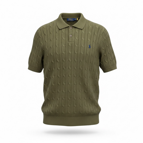 Чоловіча футболка-поло Ralph Lauren Cable Knit Short-Sleeve Polo Shirt хакі (RL13001.4XL) RL13001.4L фото