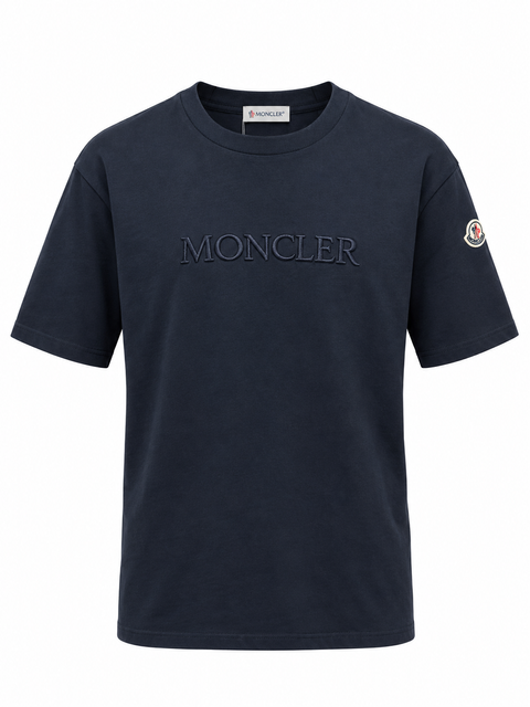 Чоловіча футболка MONCLER Embroidered Tonal Logo Cotton T-Shirt темно-синя розмір M (MC120018M) MC120018M фото